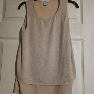 Bar III Beige Textured Layered Tank Top with Chiffon Back
